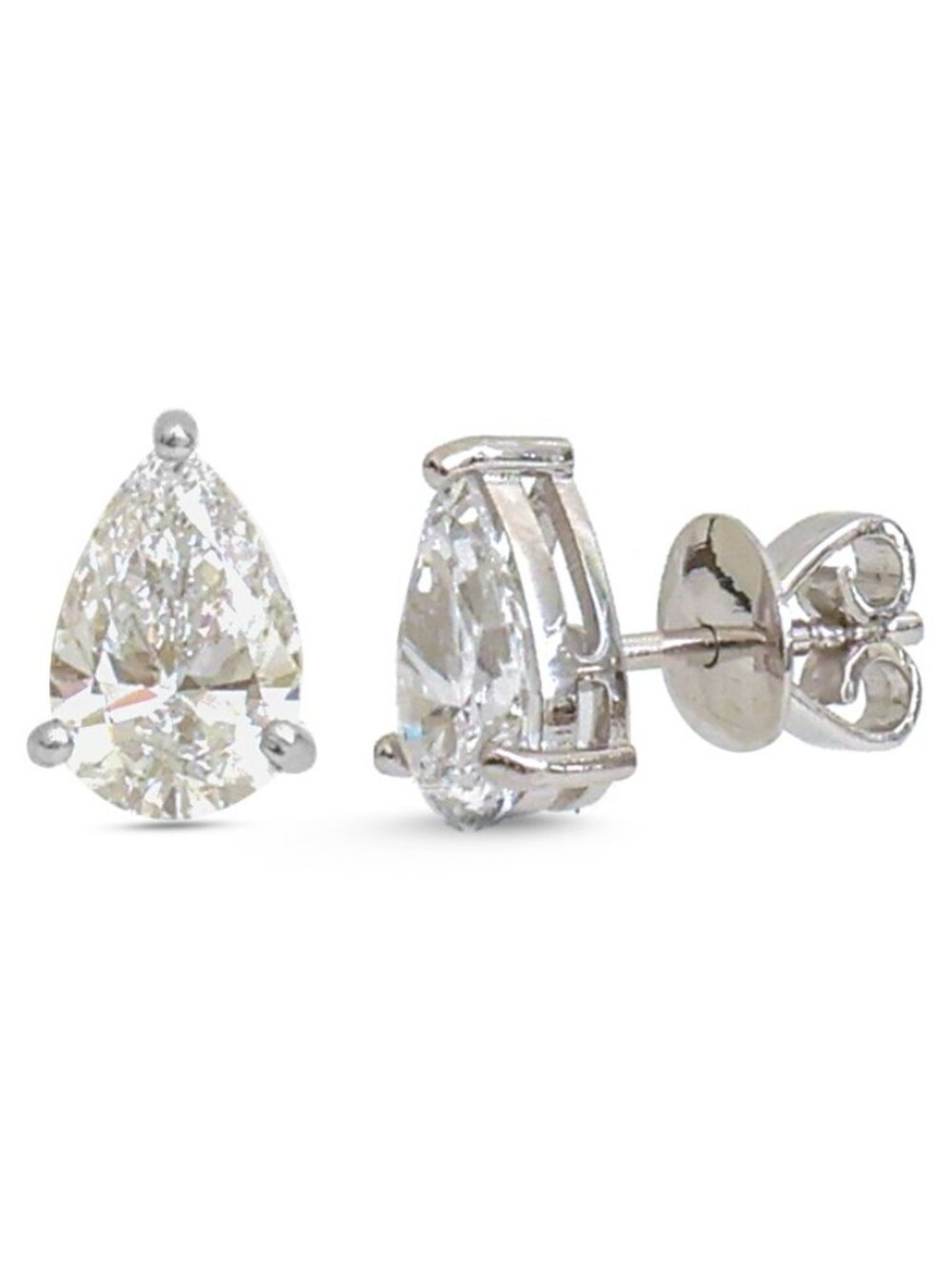 Pear Cut 14K (18K Custom) Lab Diamond White Gold Stud Earrings